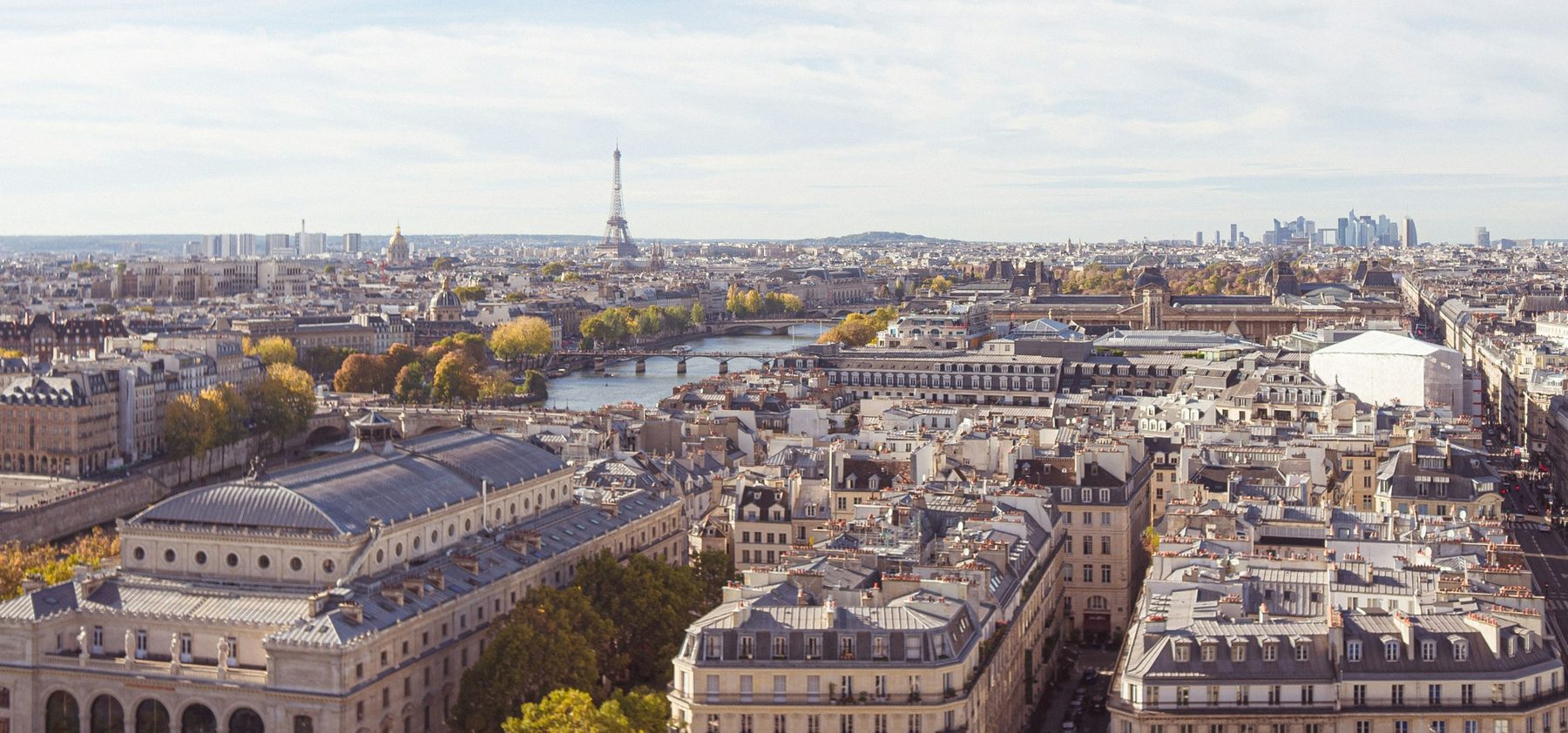 Vue aérienne de Paris, la tour Eiffel et la Seine